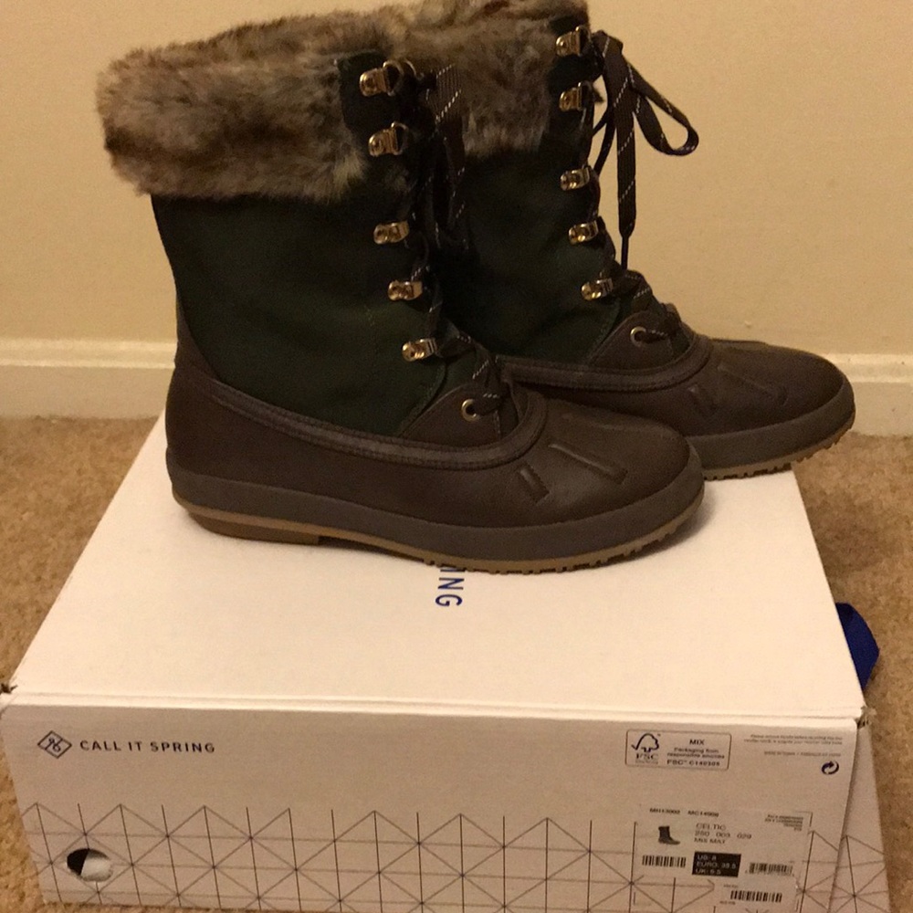 Fur trim duck boots